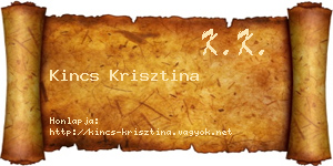 Kincs Krisztina névjegykártya